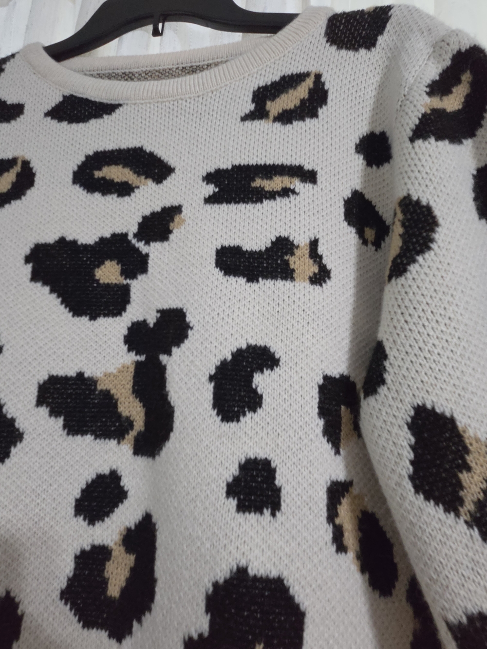 Leopard Print Crewneck Sweater in Cream - Picture 2 of 4